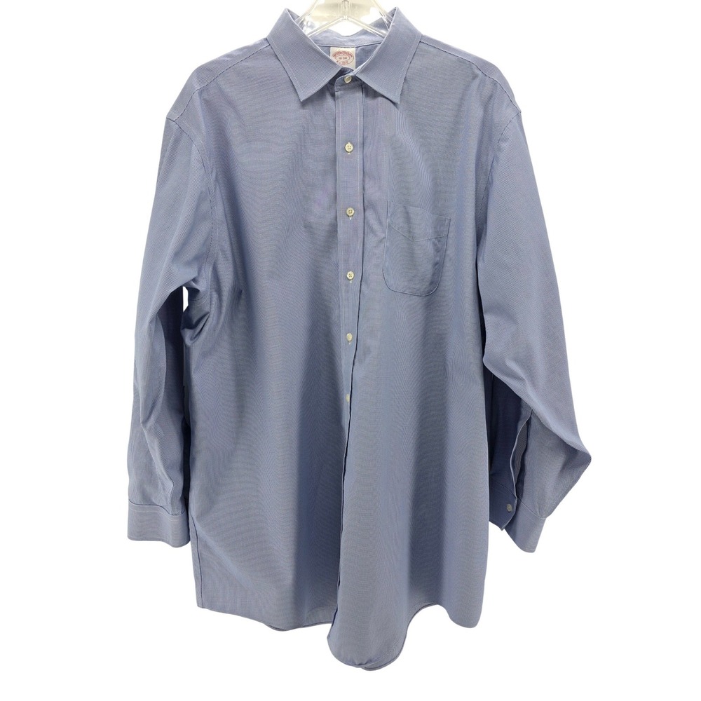 Brooks Brothers Dress Shirt Mens 18-34 Blue Madison Non-Iron Supima Cotton Check